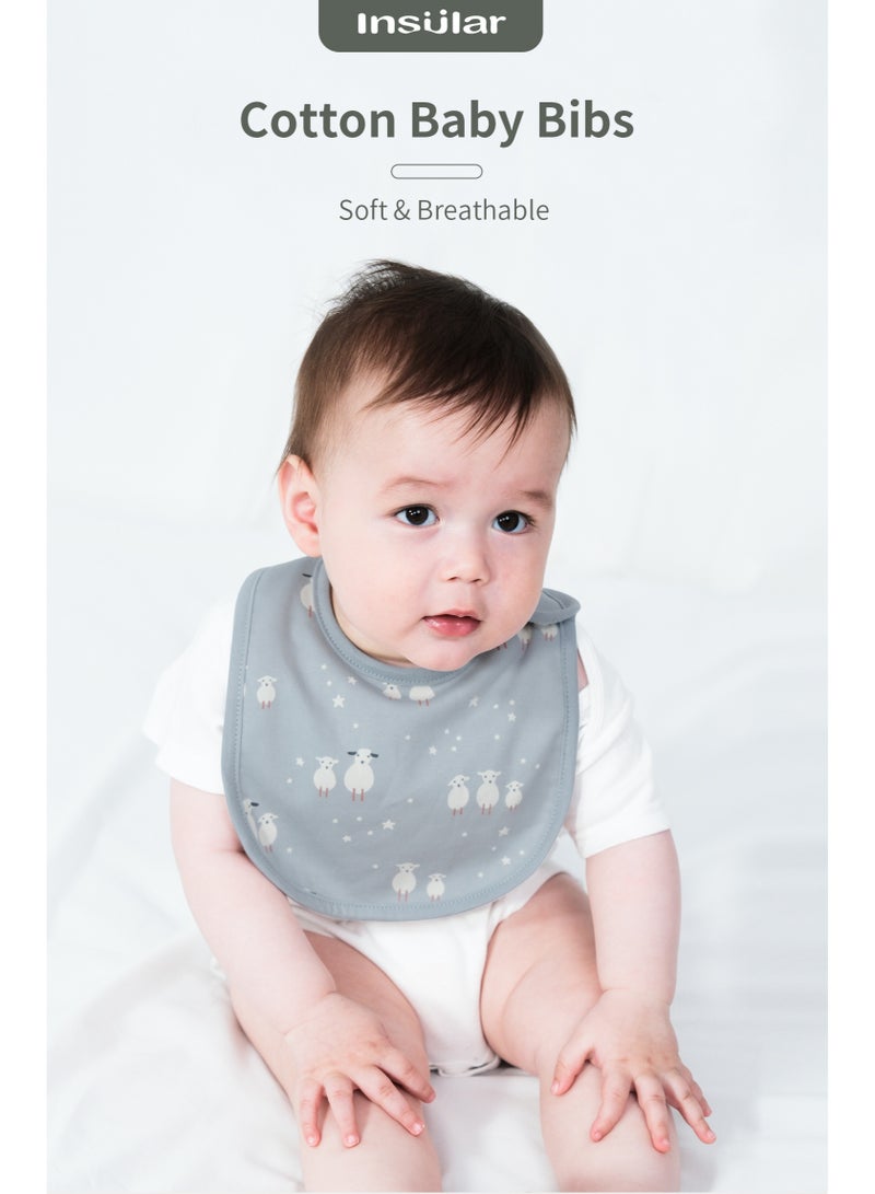 insular 3 Pack Baby Bibs, Soft Cotton Drool Bibs with Snap Closure, Absorbent Bibs for Teething Babies and Toddlers, Adjustable and Easy Clean, Purple/White - Image 3